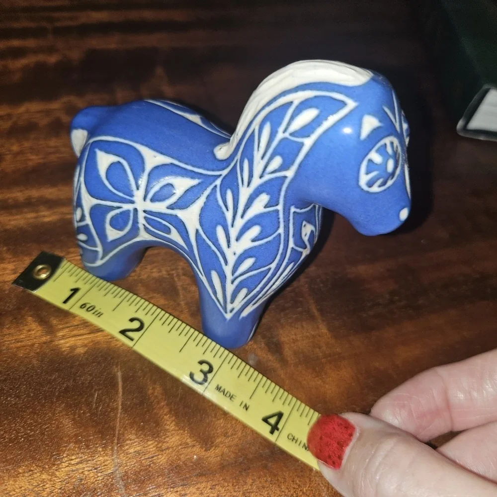 Pablo Zabal Chile Horse Ceramic Blue /White 3.75